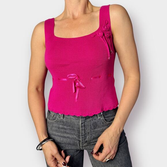 90s Kroshetta Pink Sweater Tank Size S - Picture 3 of 7